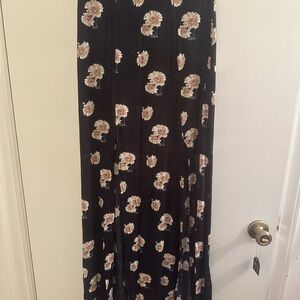 Forever 21 Black Maxi Skirt with Cream Floral Print